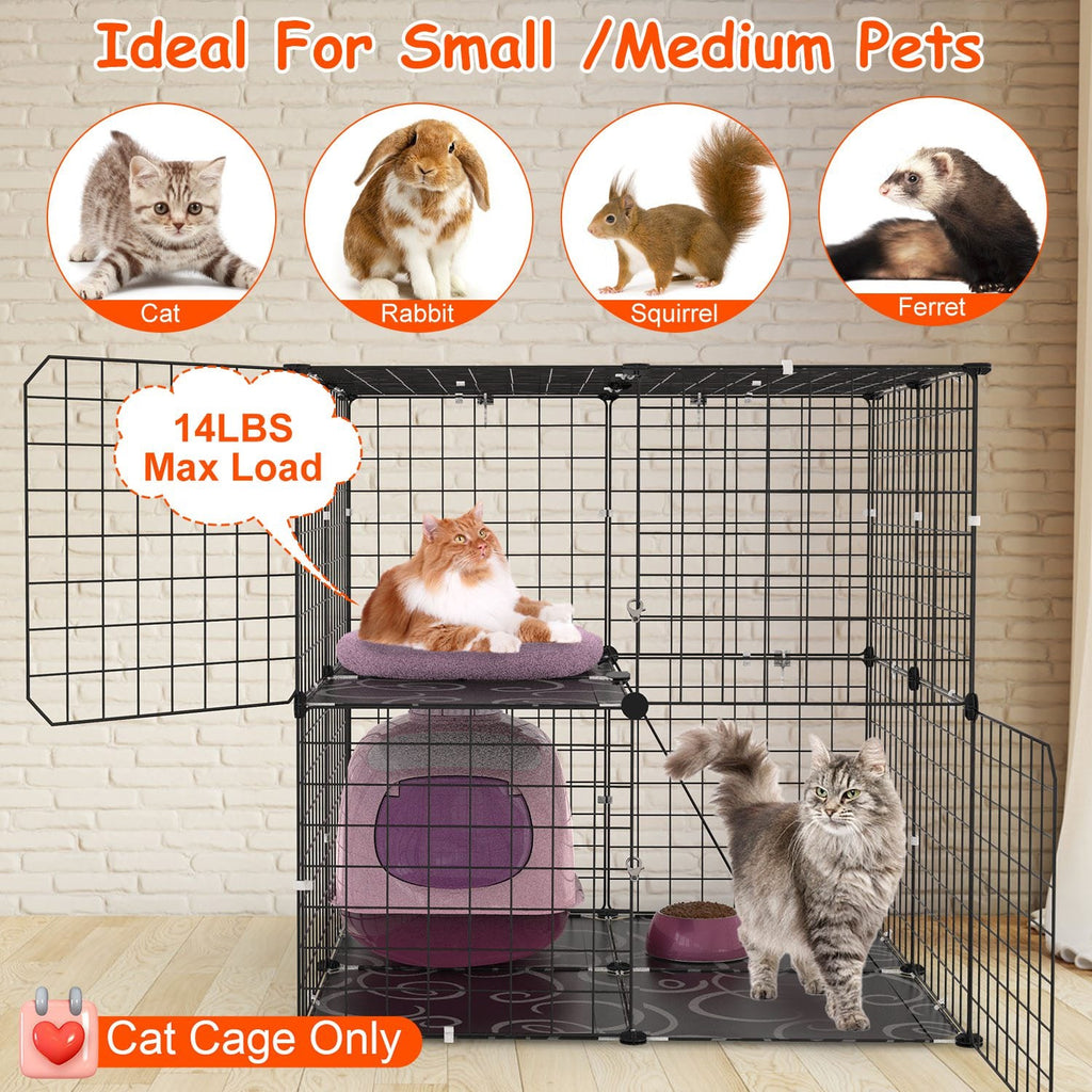 2-Tier Indoor Cat & Small Pet Playpen with Ladder