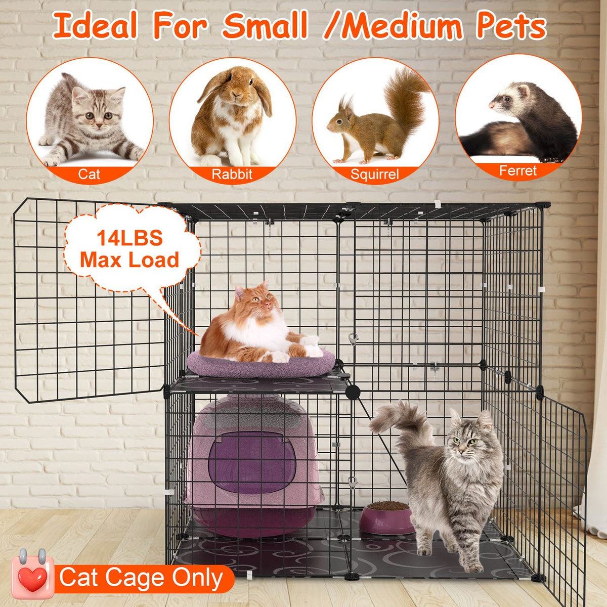 2-Tier Indoor Cat & Small Pet Playpen with Ladder