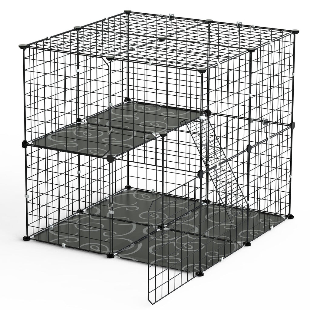 2-Tier Indoor Cat & Small Pet Playpen with Ladder
