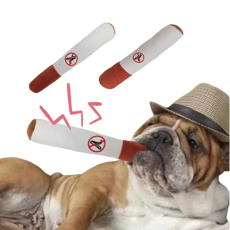 Funny Plush Cigar Dog Toy with Squeaker