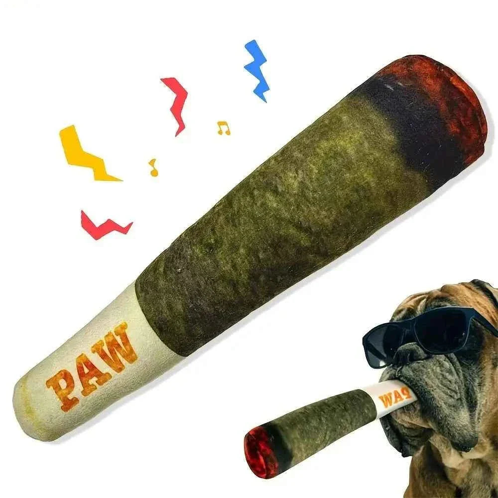Funny Plush Cigar Dog Toy with Squeaker