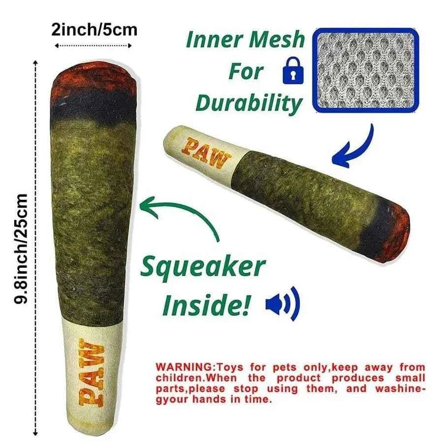 Funny Plush Cigar Dog Toy with Squeaker