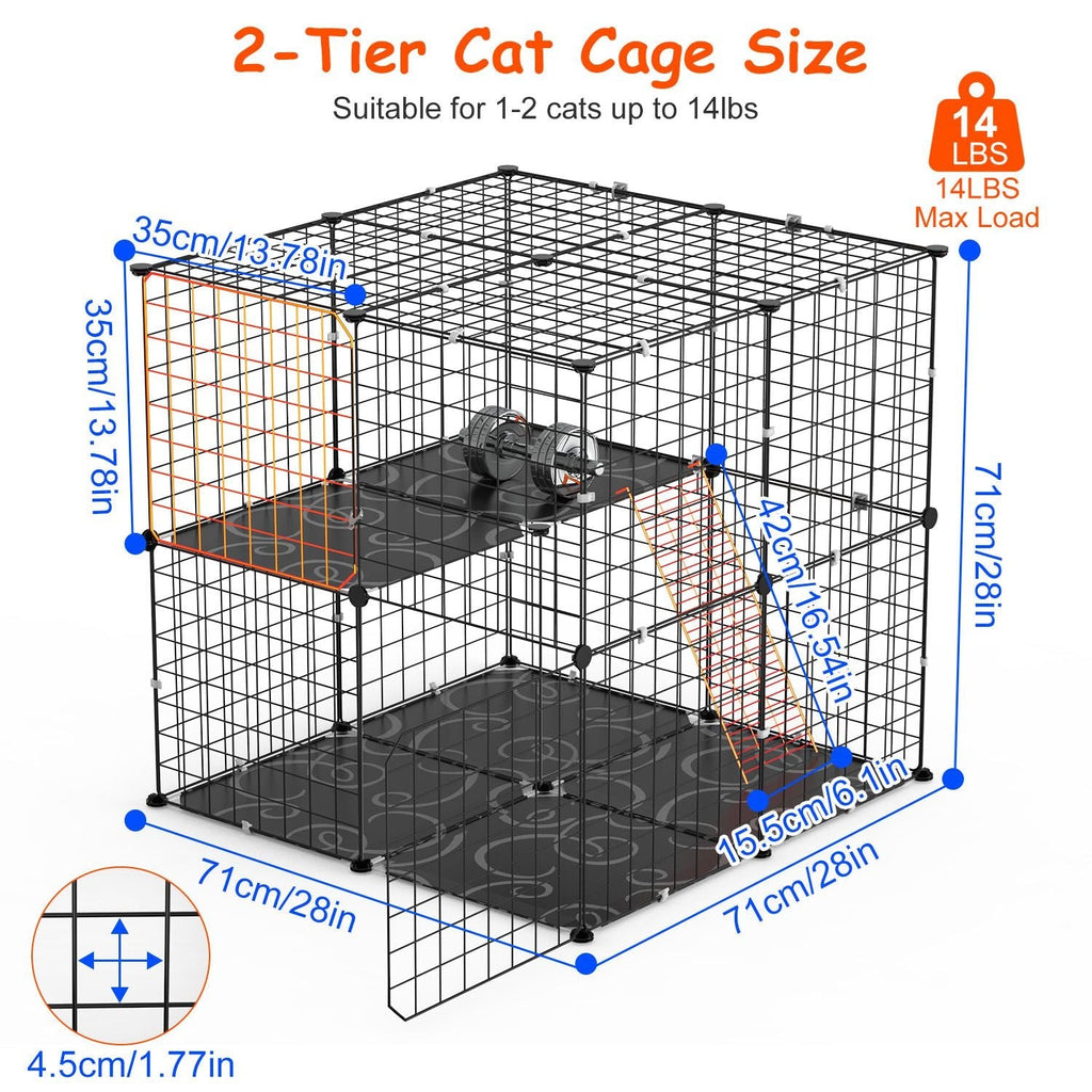 2-Tier Indoor Cat & Small Pet Playpen with Ladder