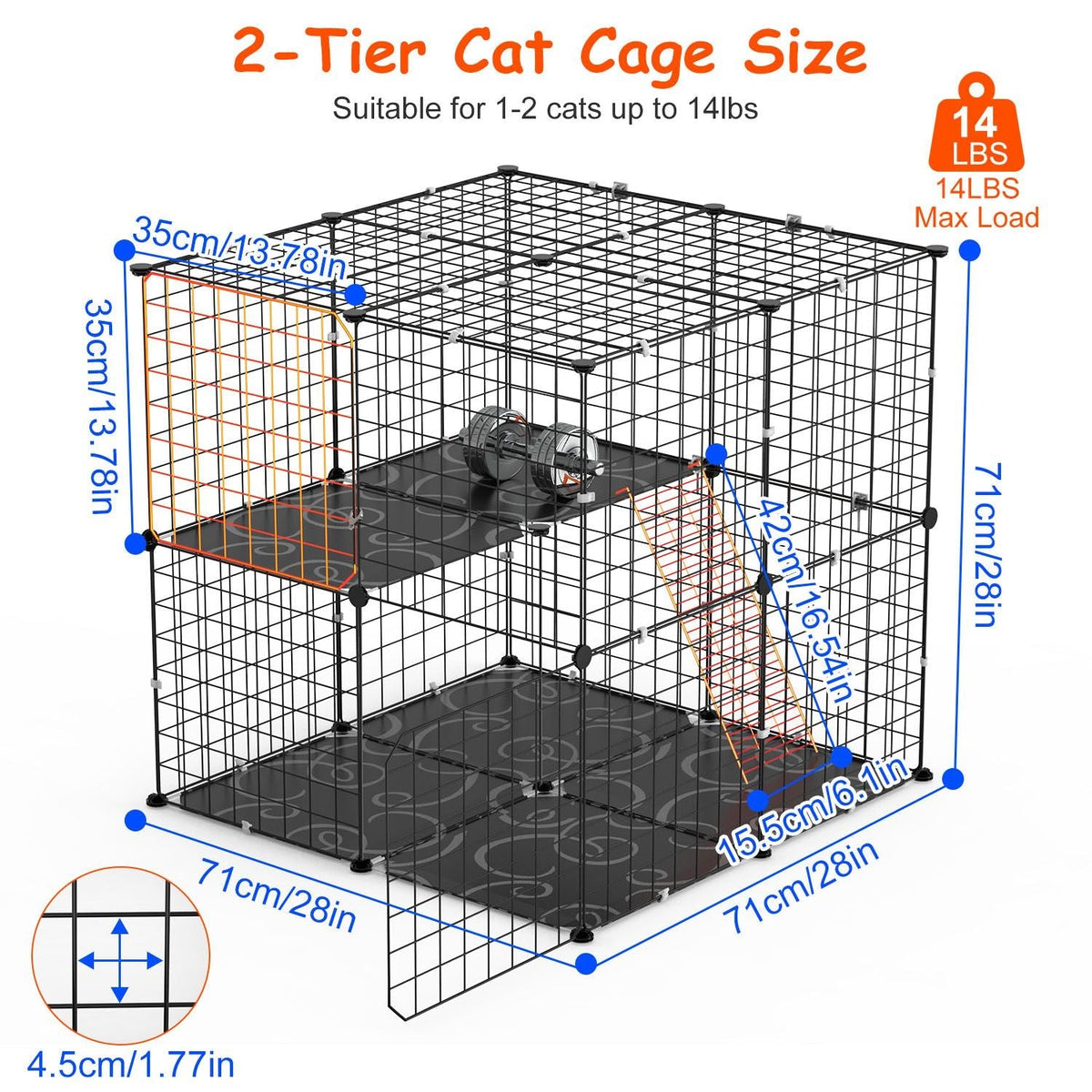 2-Tier Indoor Cat & Small Pet Playpen with Ladder