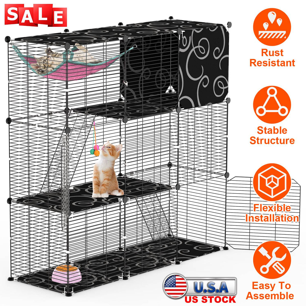 3-Tier Cat & Small Pet Play Enclosure