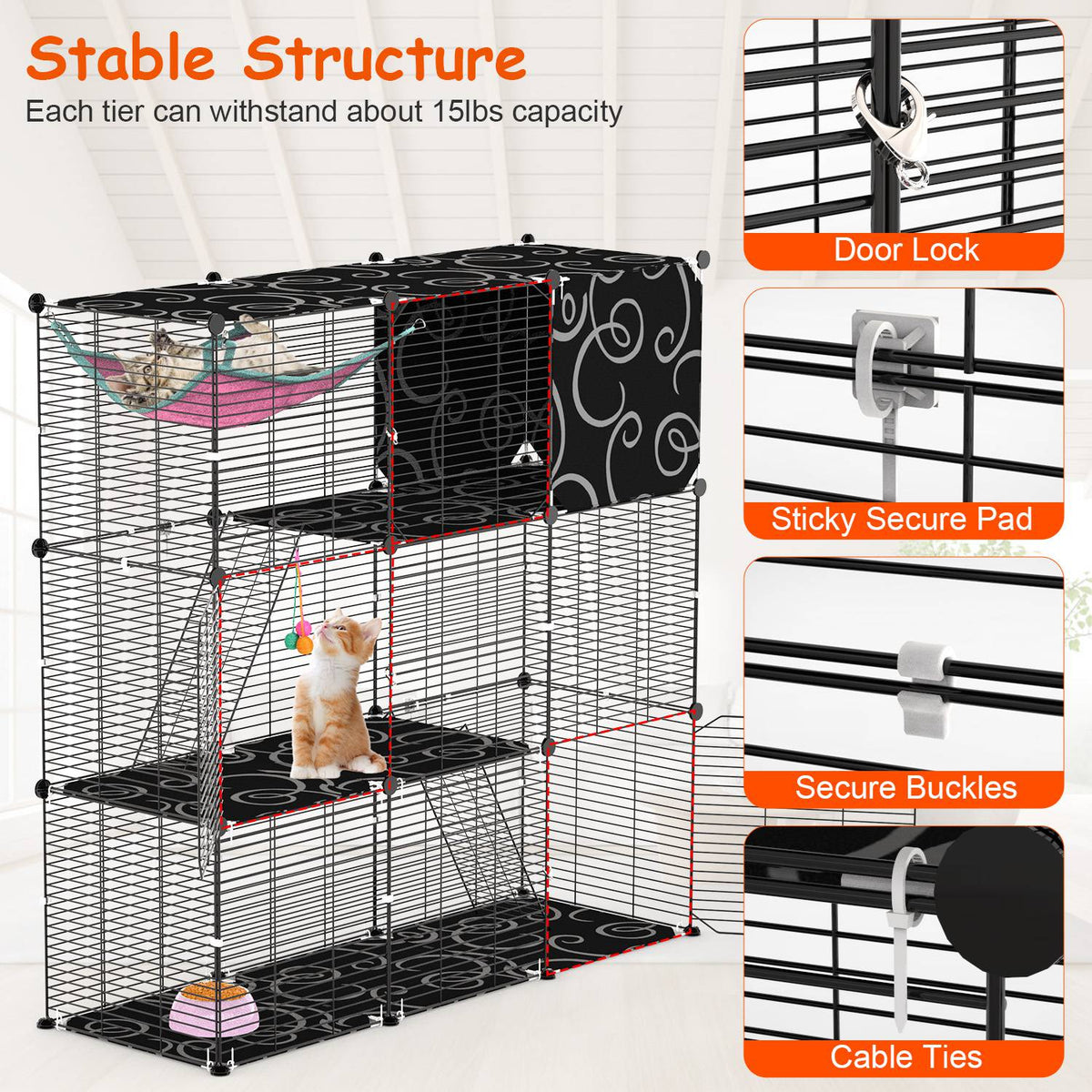 3-Tier Cat & Small Pet Play Enclosure
