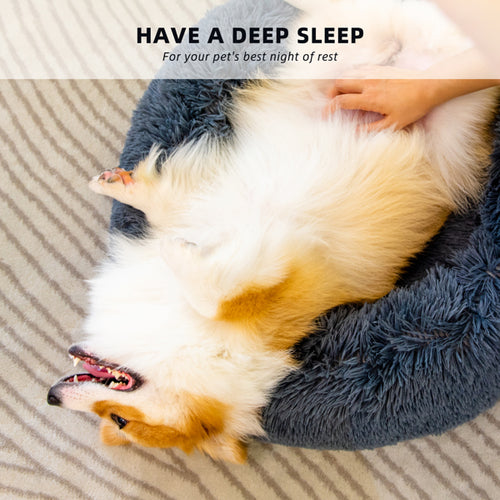 Plush Donut Calming Pet Bed for Cats & Dogs